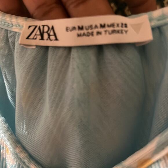 Zara blue daisy mini dress NWOT - Picture 4 of 4